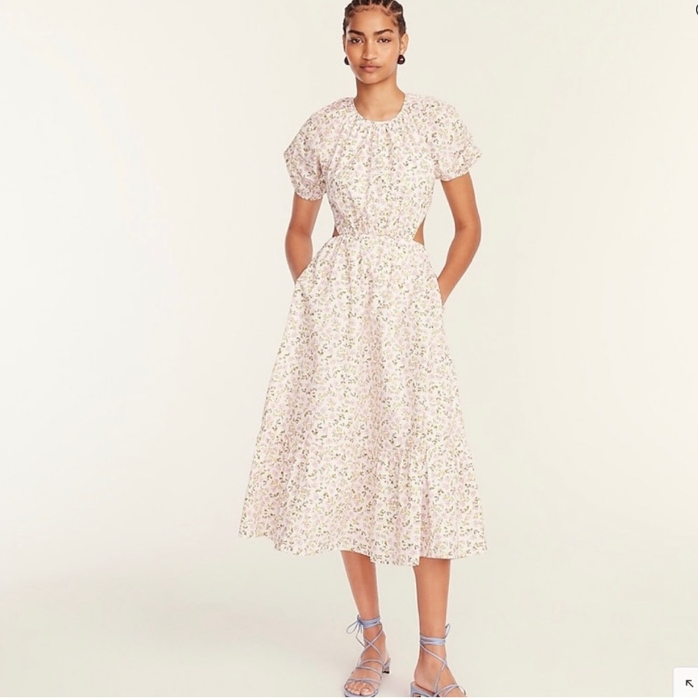 J. Crew Floral Cutout Midi Dress